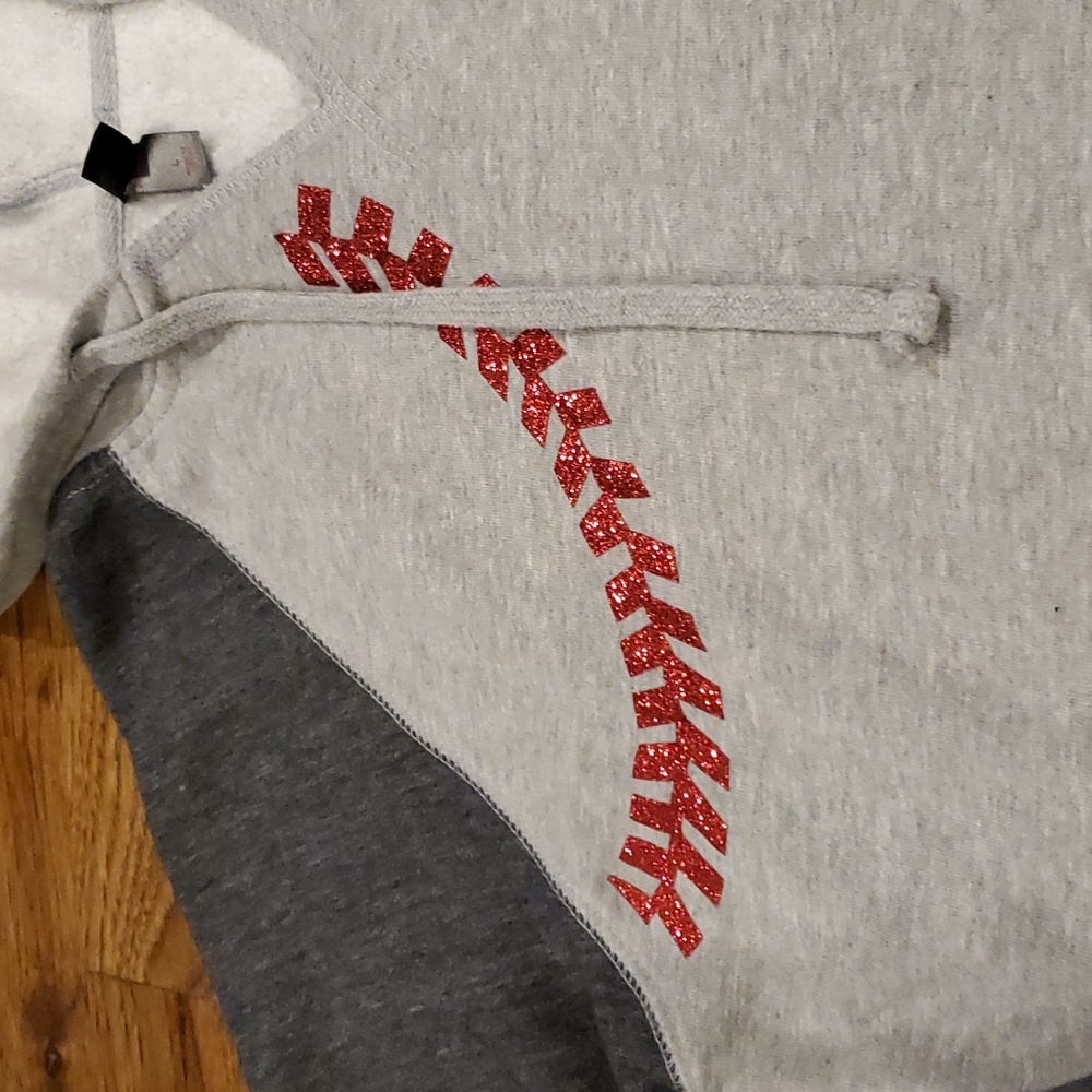 Womens District light & dark gray baseball hoodie size L - Picture 2 of 6